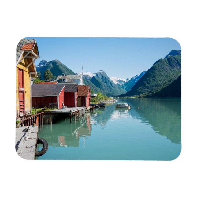 Byn Fjæ rland och en fjords rektangulär magnet (Horisontell)