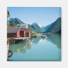 Byn Fjæ rland och fjord, Norge magnet
