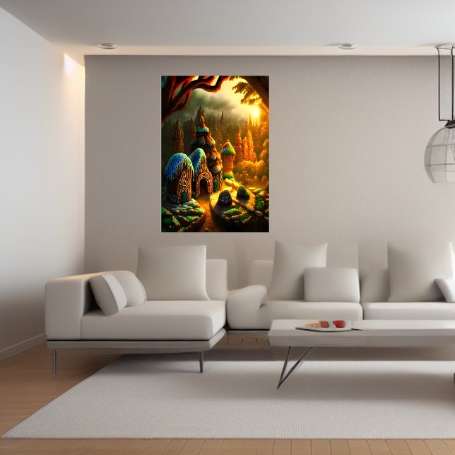 Byn Gingerbröd i skogen | AI Art Poster (Skapare uppladdad)