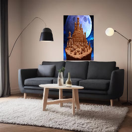 Byn Gingerbröd och måne | AI Art Poster