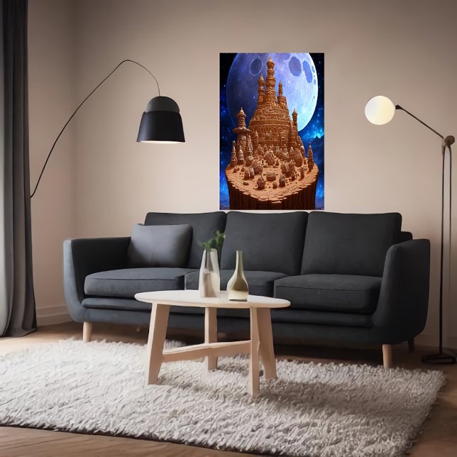 Byn Gingerbröd och måne | AI Art Poster (Skapare uppladdad)