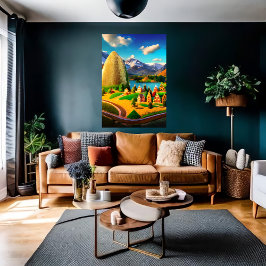 Byn Gingerbröd, sjö och berg | AI Art Poster