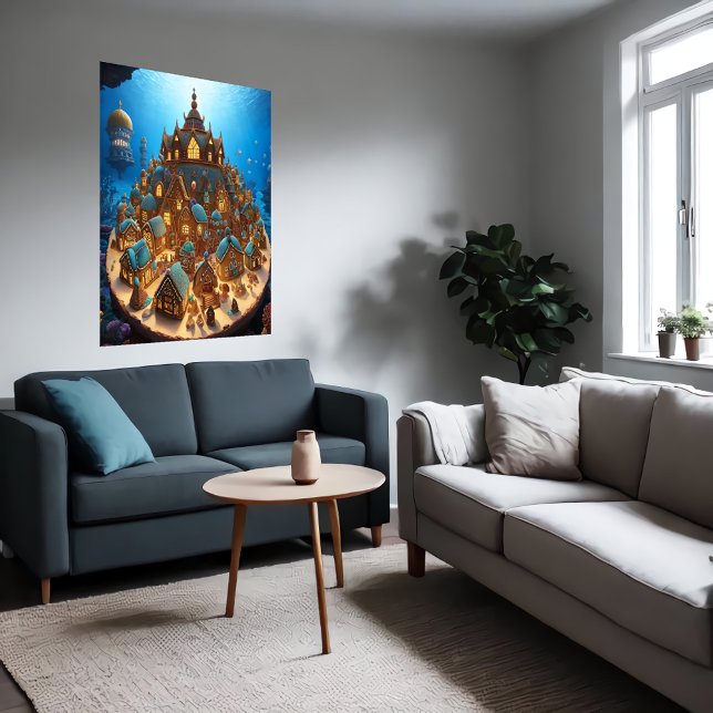 Byn Gingerbröd under havet | AI Art Poster (Skapare uppladdad)