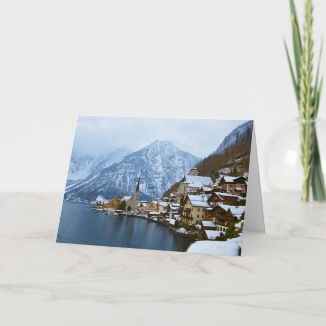 byn Hallstatt vid Sjö-Salzburg Österrike Helgkort (Framsida)