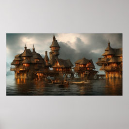 Byn i abstrakten alldeles för nära havets skogshus poster