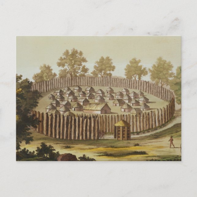 Byn i en ursprungsfolkgrupp i Florida, engrave Vykort (Framsida)