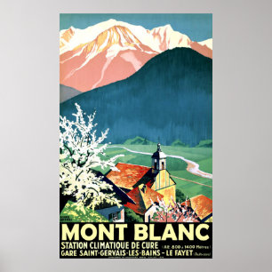 Byn i Mont Blanc, Frankrike Poster