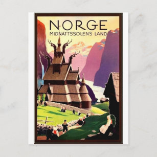 Byn i Norge, Nordeuropa, vintage resor Vykort