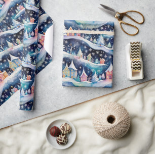 Byn i Snowstorm-Helgdag Presentpapper