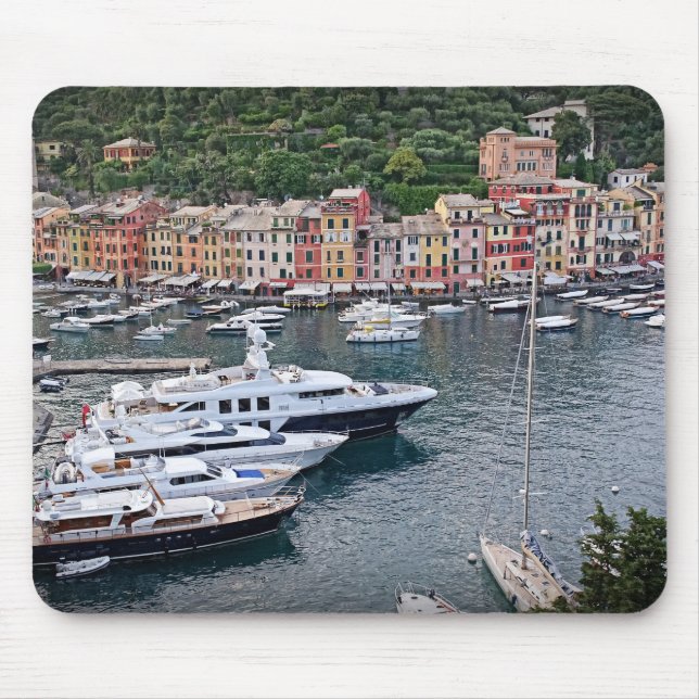 Byn Italienska Harbour - Portofino - Mousepad Musmatta (Framsidan)
