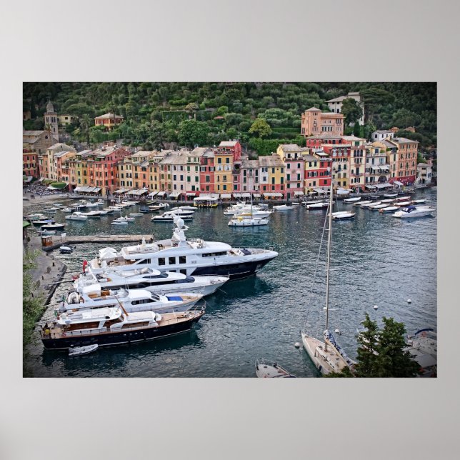 Byn Italienska Harbour - Portofino Poster (Framsidan)