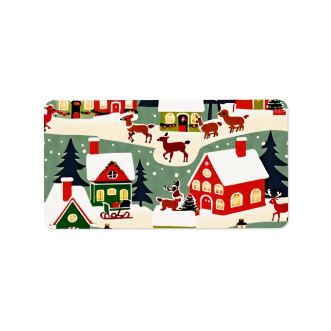 Byn julgran Julafton snöpic Adressetikett (Framsidan)