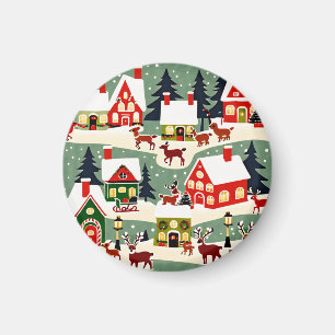 Byn julgran Julafton snöpic Magnet