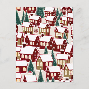 Byn julgran Julafton snöpic Vykort