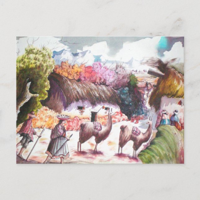 byn Llama Bild Peru Vykort (Framsida)