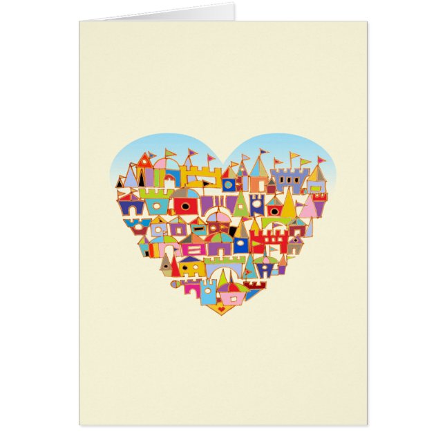 byn lycklig Heart Hälsningskort (Framsidan)