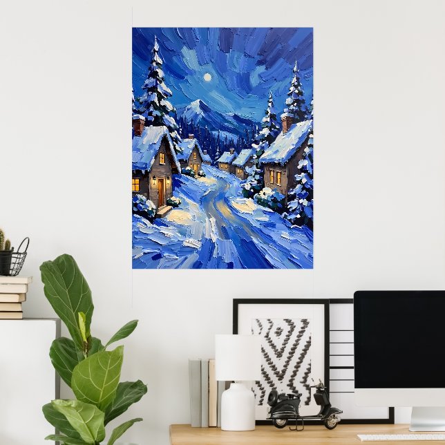 Byn Moonlit Winter Poster (Hemmakontoret)