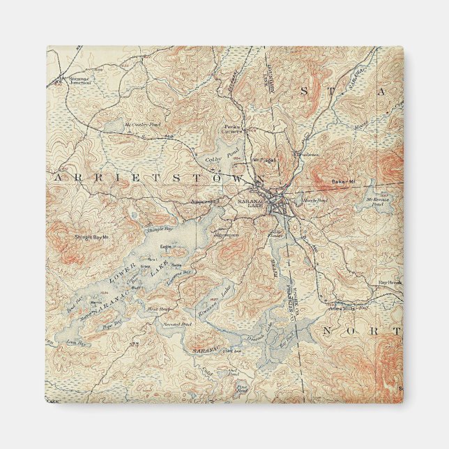 Byn och området Saranac Sjö i Adirondacks Magnet (Framsidan)