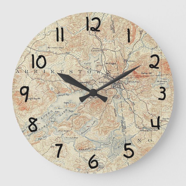 Byn och området Saranac Sjö i Adirondacks Stor Klocka (Framsida)