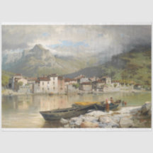 Byn på Sjö Como Decoupage Papper