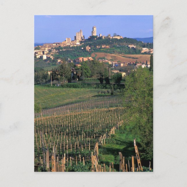 Byn San Gimignano ligger i de böljande Vykort (Framsida)