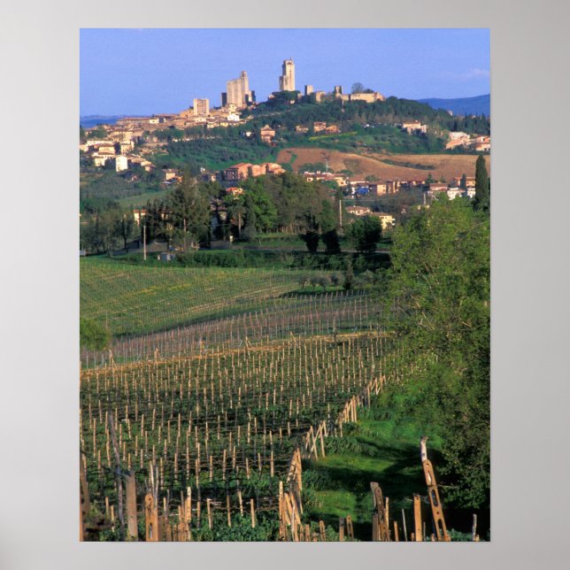 Byn San Gimignano ligger i rullningen Poster (Framsidan)