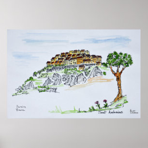 Byn Sant'Antonino Korsika, Frankrike Poster