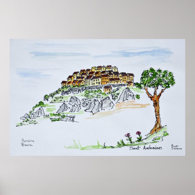 Byn Sant'Antonino | Korsika, Frankrike Poster (Framsidan)