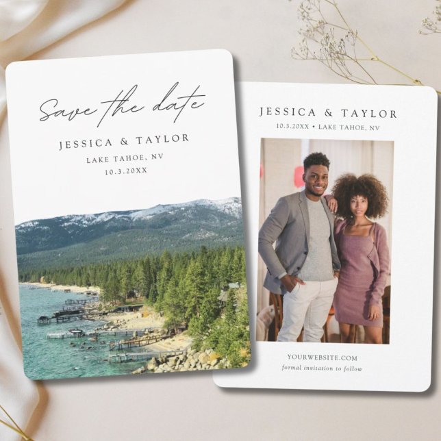Byn Sjö Tahoe Bröllop Incline Spara datum Inbjudningar (Lake Tahoe Wedding Incline Village Save the Date Invitation)