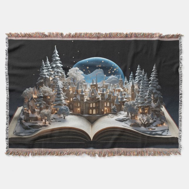 Byn Snö-Globe i julstorybook Filt (Framsidan)