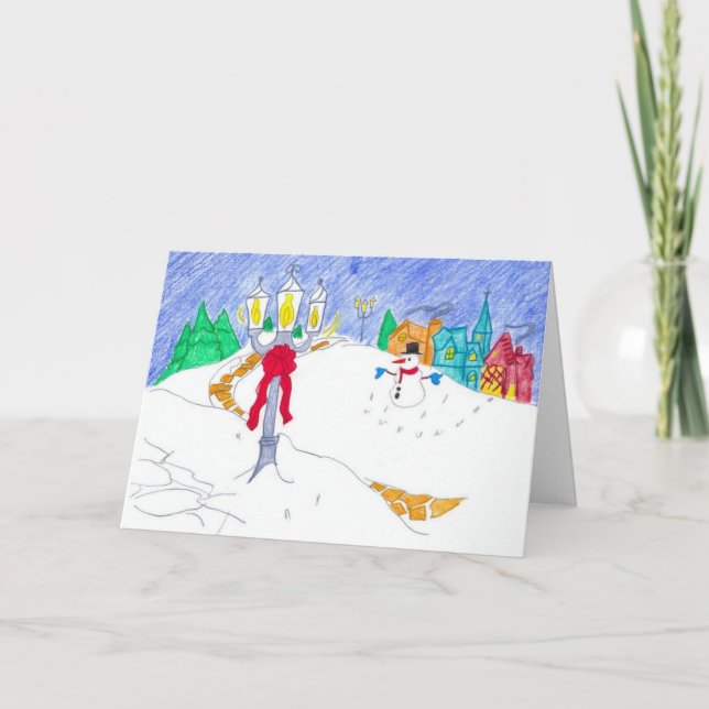 byn snögubbe helgkort (Framsida)