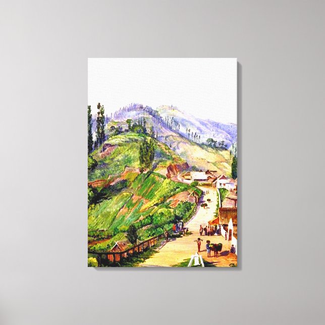 Byn Tosari, Java, 1876-målning Canvastryck (Framsida)