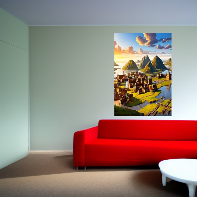 Byn utanför havet | AI Art Poster (Skapare uppladdad)