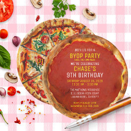 BYOP Bygg Din Egen Pizza Anpassad Födelsedagsfest Inbjudningar