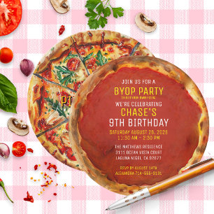 BYOP Bygg Din Egen Pizza Anpassad Födelsedagsfest Inbjudningar