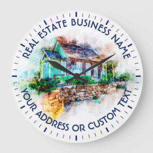 Byrå för fastighetsmäklareagentfastighet och stor klocka