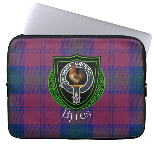 Byres Scottish Clan Tartan and Crest  Laptop Fodral (Framsidan)