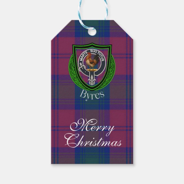Byres Scottish Clan Tartan & Crest Presentetikett (Framsidan)