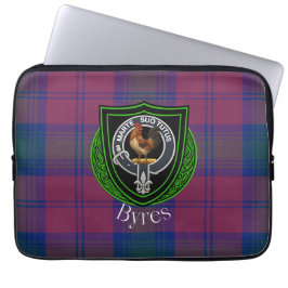 Byres skotska klan tartan och vapensköld laptop fodral