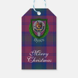 Byres skotska klan tartan och vapensköld presentetikett