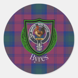 Byres skotska klan tartan och vapensköld runt klistermärke