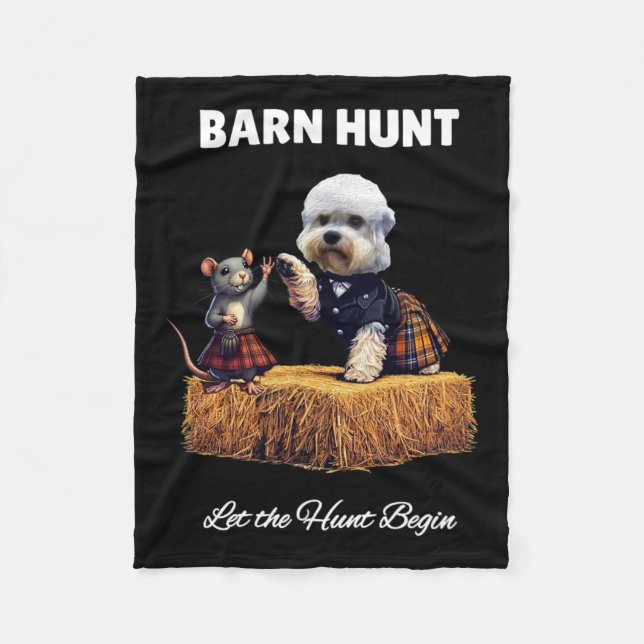 Byrn Hunt Älskare - Cute Råtta och Dandie Dinmont  Fleecefilt (Framsidan)