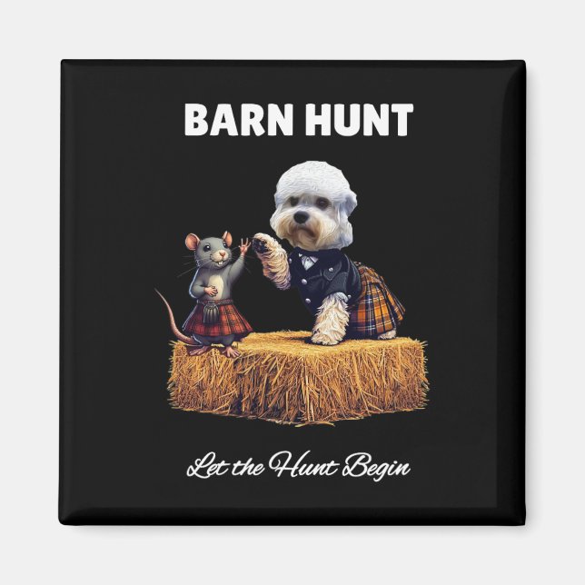 Byrn Hunt Älskare - Cute Råtta och Dandie Dinmont  Magnet (Framsidan)
