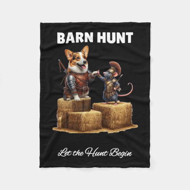 Byrn Hunt Älskare - Cute Warrior Råtta och Corgi H Fleecefilt (Framsidan)
