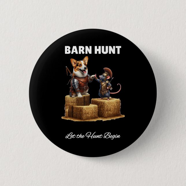 Byrn Hunt Älskare - Cute Warrior Råtta och Corgi H Knapp (Framsida)