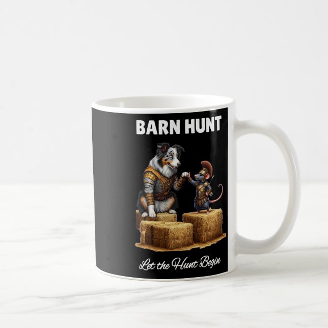Byrn Hunt Älskare - Warrior Råtta Blue Merle Tri B Kaffemugg (Höger)