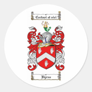 BYRNE FAMILY CREST - BYRNE JACKAR ARM RUNT KLISTERMÄRKE
