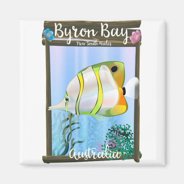 Byron Bay Australia-reseaffisch. Magnet (Framsidan)