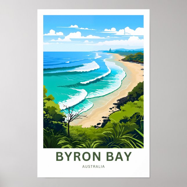 Byron Bay Australia Travel Skriv ut Poster (Framsidan)