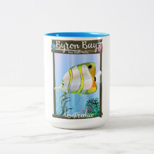 Byron Bay Australien reseaffisch. Två-Tonad Mugg